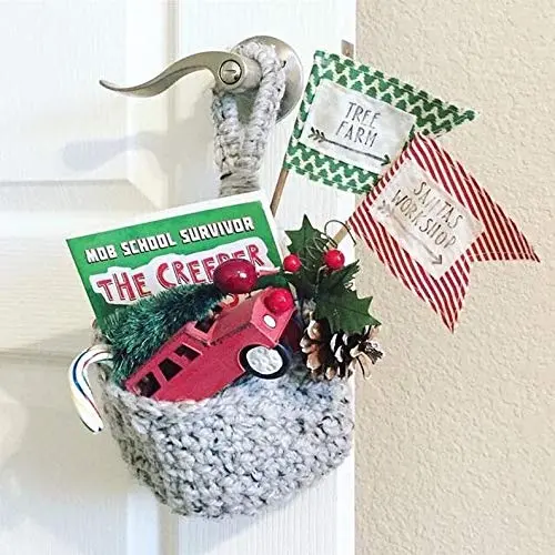 Dorm Decor/Small Hanging Basket/Door Knob Basket/Front Door Decor/Unique Gifts/Crochet Toy Storage Basket/Door Hanger