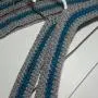 Crocheted Grey with Teal Stripe Coat Hanger Cover Set
