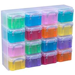 Really Useful Organiser, 16 x 0.14 Litre Storage Boxes in a Clear Plastic Organiser and Assorted Coloured Boxes