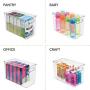 mDesign Slim Plastic Storage Container Bin Boxes with Carrying Handles - Bathroom Cabinet Organizer for Toiletries, Makeup, Shampoo, Conditioner, Face Scrubbers, Loofahs, Bath Salts, 4 Pack - Clear