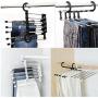 5pcs Random Color Multifunction 5 in 1 Pant Rack Shelves Stainless Steel Clothes Hangers Multi-Functional Wardrobe Magic Hanger