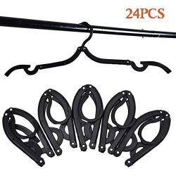 Timoo Travel Hanger, 24 pcs Heavy Duty Folding Hanger Plastic Clothes Hangers for Travel & Home Use, Black