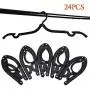 Timoo Travel Hanger, 24 pcs Heavy Duty Folding Hanger Plastic Clothes Hangers for Travel & Home Use, Black