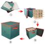 2win2buy Christmas Ornament Storage Boxes Containers Adjustable 64 Compartment Cube Organizer with Dividers Xmas Storage Chest Keeps Holiday Decorations Clean and Dry for Next Season 12x12x12 - Green