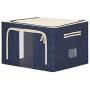 JJMG Stackable Storage Boxes Polka Dots Oxford Cloth Steel Frame Shelf Quilt Clothing Blanket Pillow Shoe Holder Container Organizer See-through Window double zipper Folding - Dark Blue (2 pack x 66L)