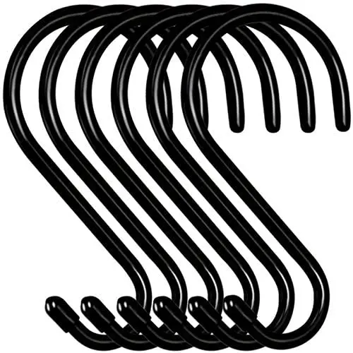 Dreecy Large Vinyl Coated S Hooks 6 inch Non Slip Heavy Duty S Hook for Hanging, Steel Metal Black Rubber Coated Closet S Hooks for Hanging Jeans Plants Jewelry Pot Pan Cups Towels Hats (6 Pack) Dreecy Large Vinyl Coated S Hooks 6 inch Non Slip Heavy Duty S Hook for Hanging, Steel Metal Black Rubber Coated Closet S Hooks for Hanging Jeans Plants Jewelry Pot Pan Cups Towels Hats (6 Pack)