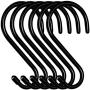 Dreecy Large Vinyl Coated S Hooks 6 inch Non Slip Heavy Duty S Hook for Hanging, Steel Metal Black Rubber Coated Closet S Hooks for Hanging Jeans Plants Jewelry Pot Pan Cups Towels Hats (6 Pack)