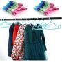 10pcs Random Color Durable Candy Color Children Multifunction Coat Trousers Baby Clothes Rack Plastic Hanging Clothes Hanger for Kids