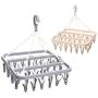 w5bhj88 Laundry Hanger Drying Rack - Foldable Clip and Drip Hanger with 32 Clips for Socks, Baby Clothes, Cloth Diapers, Bras, Towel, Underwear, Hat, Scarf, Pants, Gloves (Pink)