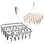 w5bhj88 Laundry Hanger Drying Rack - Foldable Clip and Drip Hanger with 32 Clips for Socks, Baby Clothes, Cloth Diapers, Bras, Towel, Underwear, Hat, Scarf, Pants, Gloves (Pink)