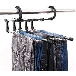5pcs Random Color Portable Clothes Hangers Pants Rack Scarf Tie Stainless Steel Space Saver Trousers Storage Drying Hanger
