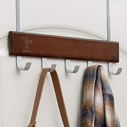 Over The Door Storage Rack, Heavy-Duty Organizer Hooks Hanger for Clothes, Coats, Hats, Towel, Bag, Robe (Brown)