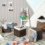 SONGMICS Set of 3 Rattan-Style Storage Baskets Bins, Storage Cubes, Indoor Collapsible Toy Organizer, 27L Decorative Bins with Metal Frame and Handles, Bedroom Closet Laundry Room, Brown URRB130BR