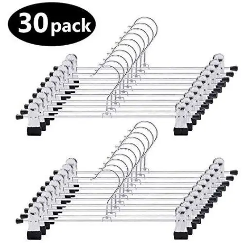 GOODUSCN Pant Hangers,14 inches Skirt Hanger Pants Hanger with Clips Metal Pant Hangers Space Saving for Pants Skirts Clothes (30Pack) (Renewed) GOODUSCN Pant Hangers,14 inches Skirt Hanger Pants Hanger with Clips Metal Pant Hangers Space Saving for Pants Skirts Clothes (30Pack) (Renewed)