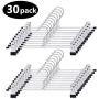 GOODUSCN Pant Hangers,14 inches Skirt Hanger Pants Hanger with Clips Metal Pant Hangers Space Saving for Pants Skirts Clothes (30Pack) (Renewed)
