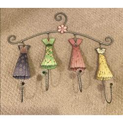 19” Wide Cute Unique Mini Clothes Coat Hanger Girls Room Decor Hand Painted Dresses Frocks Metal