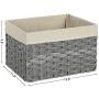 SONGMICS Set of 3 Rattan-Style Storage Bins, Indoor Collapsible Storage Baskets, Toy Organizers, 30L Decorative Bins with Liner and Handles, Bedroom Closet Laundry Room, Gray URRB225WG