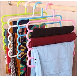 Pants Hangers Holders Multifunction Trousers Hanger Tie Scarfs Belt Towel Non-Slip Magic Hanger Storage Rack Clothes Hanger 5pcs Random Color