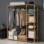 LIAN Solid Wood Coat Rack Bedroom Floor-Standing Hangers Vertical Bamboo Clothes Stand Simple Shoe Racks Indoor Storage Racks Height 145cm (Color : B)