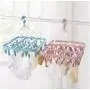 32 Clips Drying Rack Sock Holder Portable Windproof Towel Folding Cloth Hanger Rack Clothespin Wardrobe Storage Cloth Hangers 3pcs Random Color