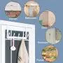 SKOLOO Over The Door Hook Rack, 5 Door Hanger Hooks for Clothes Towels Coat, Over The Door Coat Rack (2 Pack, White)