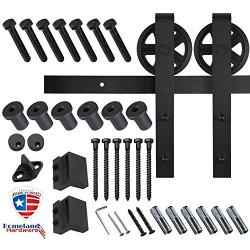 HOMELAND HARDWARE 8 FT Heavy Duty Single Rail Sliding Barn Door Hardware Kit, Super Smoothly and Quietly, Simple and Easy to Install, Fits 48" Wide DoorPanel (Big Wheel Industrial Hangers) US Based