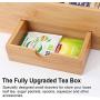 BEEBO BEABO Tea Boxes Storage Bamboo with Drawer,Nature Tea Bag Organizer 8 Compartments for Coffee,Tea,Sugar Packets,Sweeteners,Creamers,Drink Pods and More