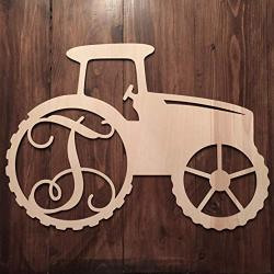 Unfinished Wood Tractor Monogram Hanger - Farm Nursery - Tractor Door Hanger - Farm Hanger - Tractor Decor - Tractor Nursery Wall Hanger