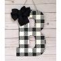 Buffalo Plaid Door Hanger - Black and White Check Door Decoration - Monogram Wall Letters Buffalo Plaid Door Hanger - Black and White Check Door Decoration - Monogram Wall Letters