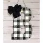 Buffalo Plaid Door Hanger - Black and White Check Door Decoration - Monogram Wall Letters