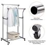 Rukerway Heavy Duty Garment Rack Double Rail Adjustable Clothing Rack Supreme Rolling Rack Laundry Drying Rack, Chrome Finish (Double Rail)