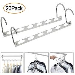 Edego 20Pcs Wonder Metal Magic Hanger Clothes Closet Organizer Hook Space Saver Saving