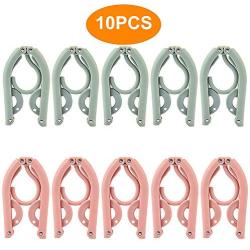 ONESWI 10 PCS Travel Hangers - Portable Folding Clothes Hangers Travel Accessories Foldable Clothes Drying Rack for Travel（Pink and Blue）