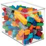 mDesign Stackable Closet Plastic Storage Bin Boxes with Lid - Container for Organizing Childs/Kids Toys, Action Figures, Crayons, Markers, Building Blocks, Puzzles, Crafts - 9&quot High, 4 Pack - Clear