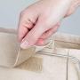 mDesign Bedside Hanging Storage Organizer Caddy Pocket - 5 Pockets, Elastic Side Straps for Tissue Boxes - Heavy Weight Cotton Canvas, Metal Wire Hanger - Cream/Satin