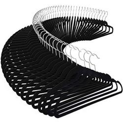 Produit Royal 100PCS Black Non Slip Velvet Clothes Hanger Suit/Coat/Shirt/Pants Hangers Hook Pack Space Storage Organize Closet Flocked Lightweight Home New