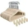 Finnhomy Non-Slip Clothes Hanger for Baby and Kids 30-Pack Velvet Hangers with 10 Finger Clips,Beige Finnhomy Non-Slip Clothes Hanger for Baby and Kids 30-Pack Velvet Hangers with 10 Finger Clips,Beige