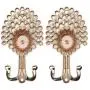MonkeyJack Retro 3D Design 1 Pair Peacock Double Metal Clothes Towel Bag Wall Hanger DIY Hook - Gold