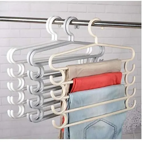 5pcs Multi Layer Clothes Hanger Holder Wardrobe Pants Towel Tie Organizer Can Hold for Pants, Towel, tie, Scarf etc.