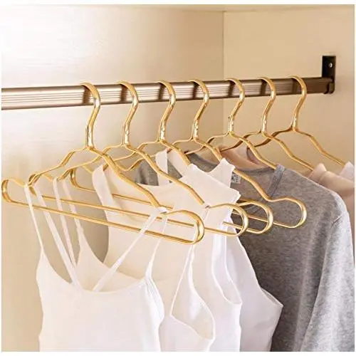 10pcs Durable Use Colorful Option Gold Aluminum Alloy Cloth Hangers for Adult 10pcs Durable Use Colorful Option Gold Aluminum Alloy Cloth Hangers for Adult