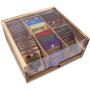 Acacia Wood Tea Bag Organizer Storage, 6 Compartments Tea Chest Boxes with Acrylic Transparent Hinged Lid By HTB Acacia Wood Tea Bag Organizer Storage, 6 Compartments Tea Chest Boxes with Acrylic Transparent Hinged Lid By HTB