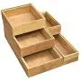Simhoo Bamboo Stackable Drawer Organizer and Desk Storage Box/Tray for Office Supplies,Junk,Crafts,Sewing Small Daily Use Articles 5 Boxes Adjustable Organization(1sets)