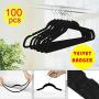 Basic-center 100PCS New Home Indoor Bedroom Wardrobe Shop Non Slip Velvet Clothes Suit/Shirt/Pants Hangers Space Saving Black Compact Durable Long Lasting Portable