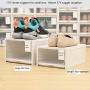 SXYLOB Plastic Pull Shoe Storage Boxes Clear Stackable Shoes Boxes Cabinet Organizer Flip Drawer Large Size for (Man 3 pcs)