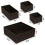 Posprica Woven Storage Drawer Closet Dresser Organizer Bins Basket for Nursery, Office, Home Décor, Shelf Cabinet, Set of 4,Brown