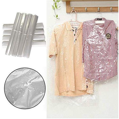 100 Pack Garment Bag Transparent Clothing Dust Cover Dustproof Hanging Clothes Suit Dress Jacket Cover for Dry Cleaner, Home Storage,Travel, Clothes Storage Closet,23.6 x 35.4 inches