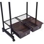 FDInspiration Functional Rolling Adjustable Clothes Garment Rack Double Rod Hanger Organizer w/ 2 Drawers with Ebook