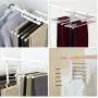 5PC Random Color 5 in 1 Clothes Hangers Multi-Functional Pants Storage Rack Adjustable Stainless Steel Wardrobe Pants Shelves Decoration