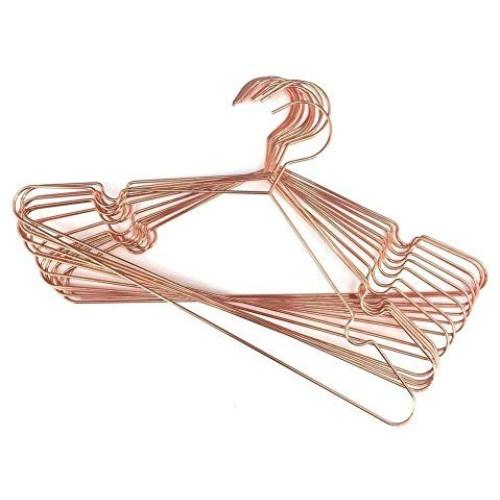 KOOBAY 30Pack 17" Rose Shiny Copper Clothes Metal Wire Hanging Hangers for Shirts Coat Storage & Display