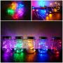 Upgraded Solar Mason Jar Starry String Light Lids 10 Pack 20 LED Fairy Firefly Light Inserts with 10 Hangers Waterproof and Rust Resist for Patio Lawn Garden Wedding Lantern Decor (5 Colors)